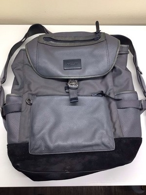 Coach Manhattan Backpack Gray Leather & Fabric Used Condition