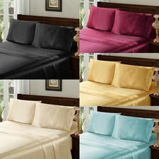 Serenta Luxury Super Soft & Silky 4PC Satin Sheet Set Solid Color Deep Pocket