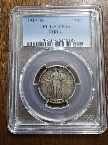 Gorgeous Original 1917-D Standing Liberty Quarter Type 1 25C PCGS VF35 SLQ VF 35
