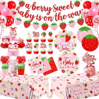 Strawberry Baby Shower Decorations for Girls, 190Pcs A Sweet Baby is on the W...