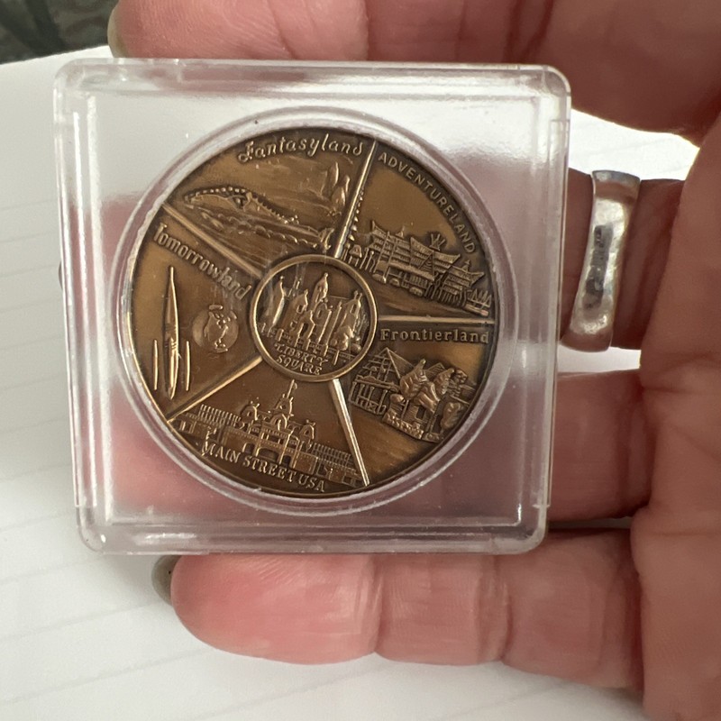 Vintage Walt Disney World Castle 6 Lands Bronze Collectible Coin Medallion