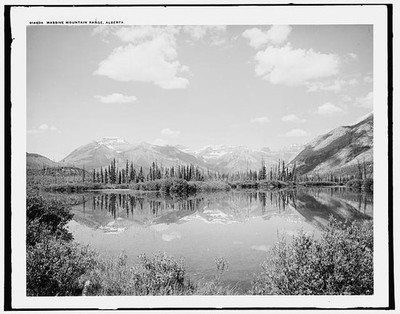 Photo:Massive Mountain Range Alberta Lake Reflection c1902