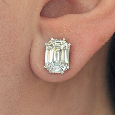 Große Illusion Set natürliche Diamant Ohrstecker in 18k Weißgold - HM2791E
