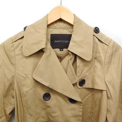 Jewel Changes Arrows Trench Coat Outer Double Button Midi Length Plain 36 Used d - Picture 4 of 6