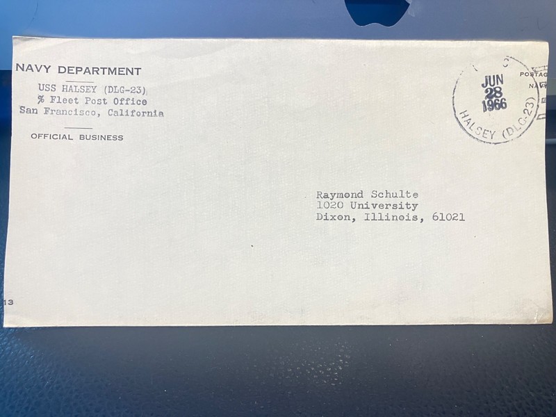 1966  ship cancel on Navy Dept cover,  USS Halsey DLG-23, guided missile cruiser