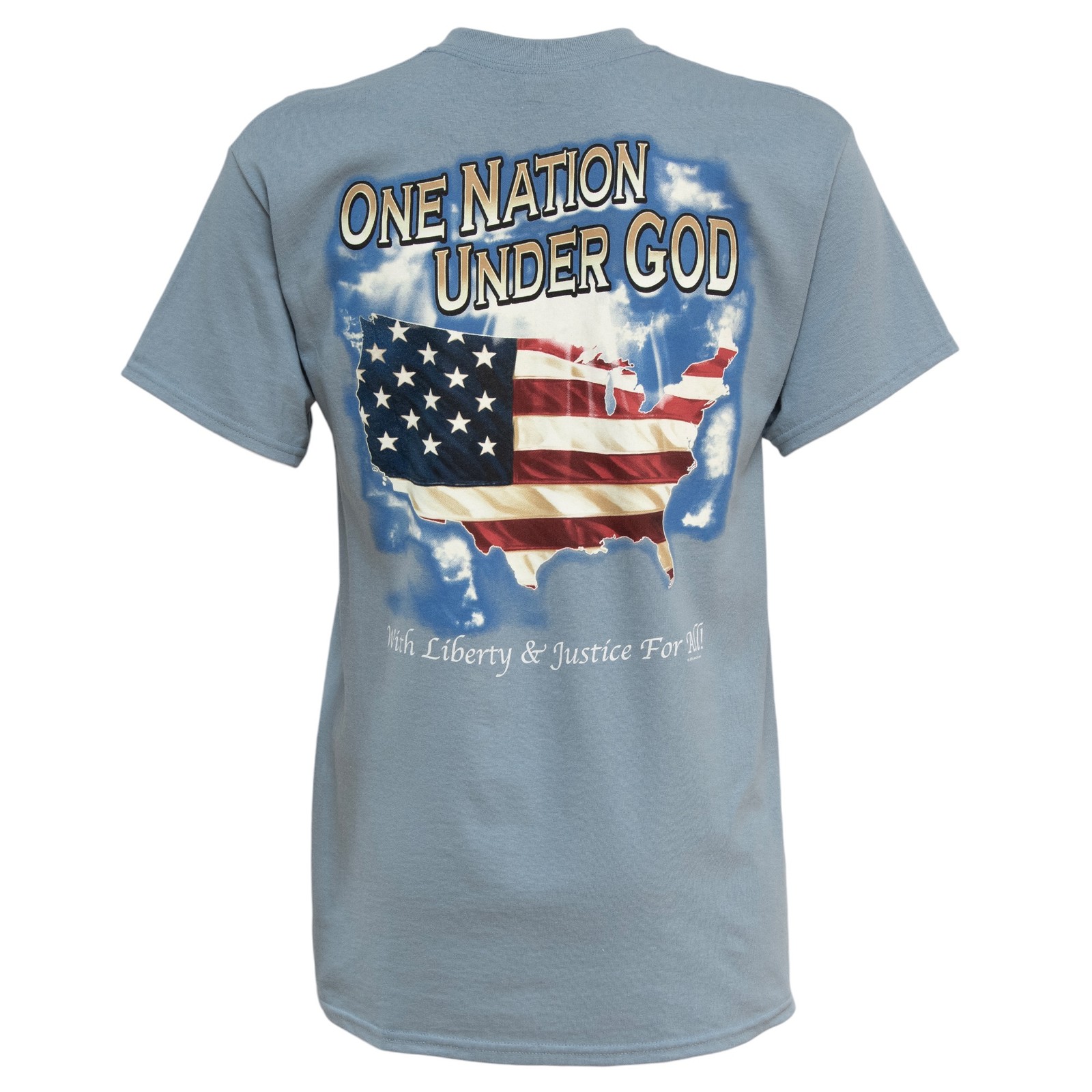 Мужская патриотическая футболка One Nation Under God с графическим принтом синего цвета средний 2090₽