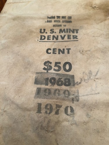 U.S. Mint Denver 1968. 1969, 1970 $50 Cent Canvas Bag