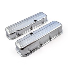 Chevy Bbc 454 Chrome 396 Stamped Steel Valve Covers - Tall W Baffled Hole