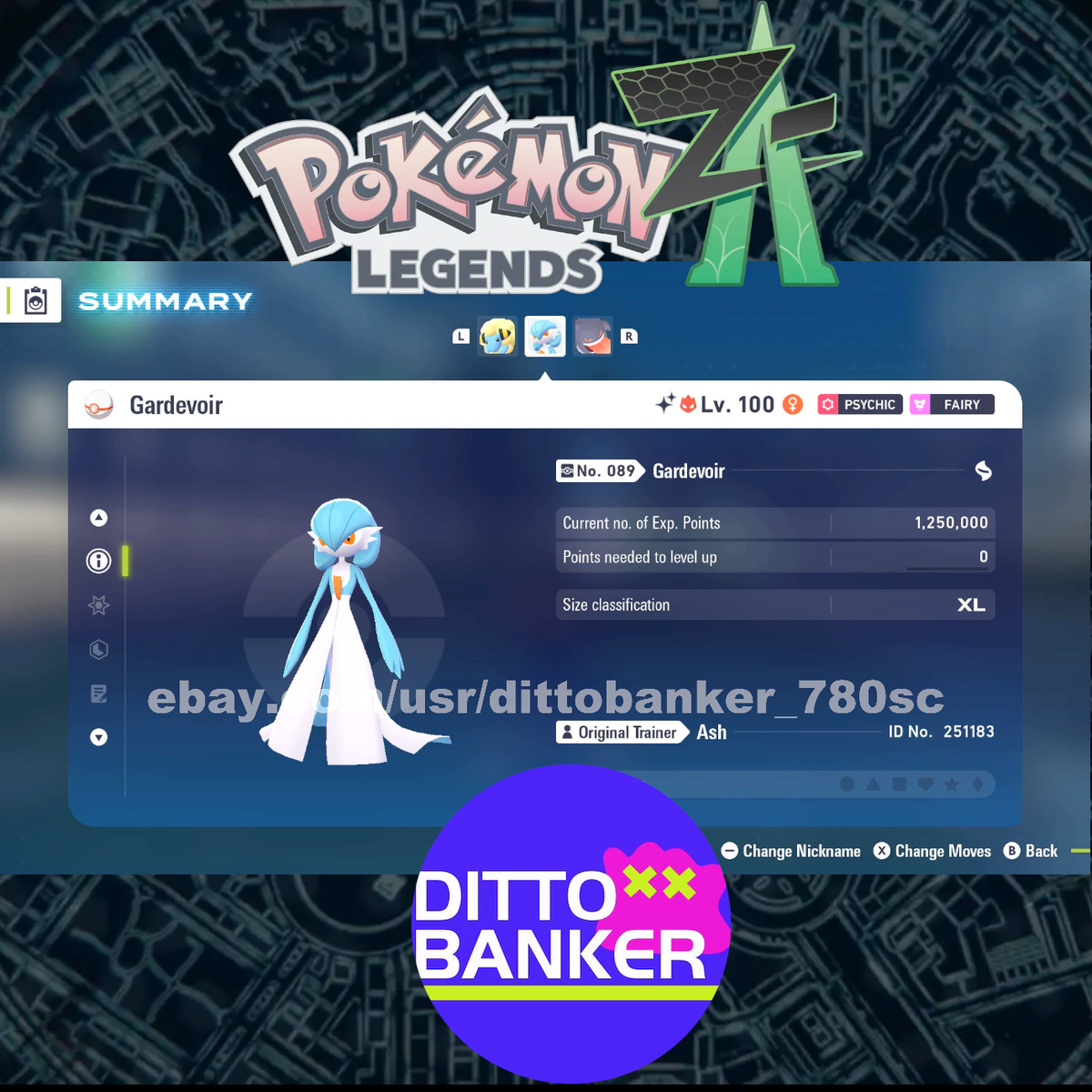 Pokémon Gardevoir Shiny 6 IV / EV - Niveau 100 - Pour Pokémon Z-A Sur Nintendo Switch