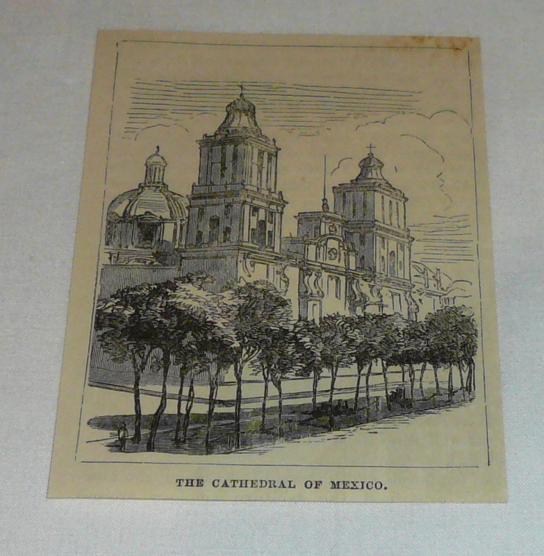 1878 small magazine engraving ~THE CATHEDRAL OF MEXICO