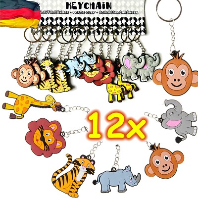12 SCHLÜSSELANHÄNGER - Zootiere Wilde Tiere  Zoo Anhänger Kinder Mitgebsel Party