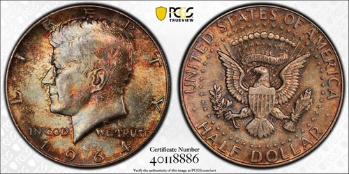 1964 Kennedy Half Dollar PCGS MS64 Wayte Raymond Album Toned