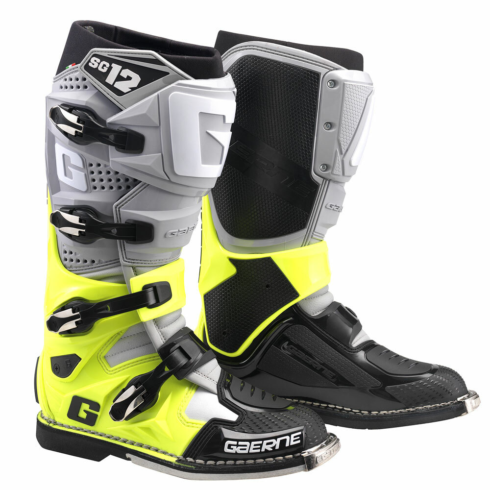 STIVALI BOOTS SNODO MOTO CROSS ENDURO GAERNE SG-12 GRIGIO GIALLO FLUO TG 44