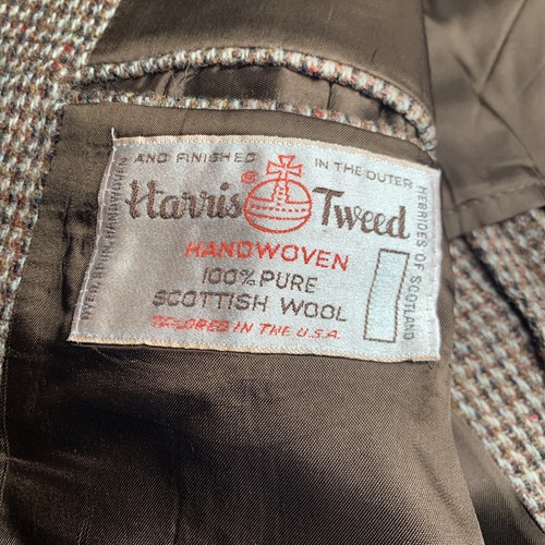 Giacca blazer Harris tweed uomo 44L tessuto a mano 100% pura lana scozzese marrone - Foto 3 di 3