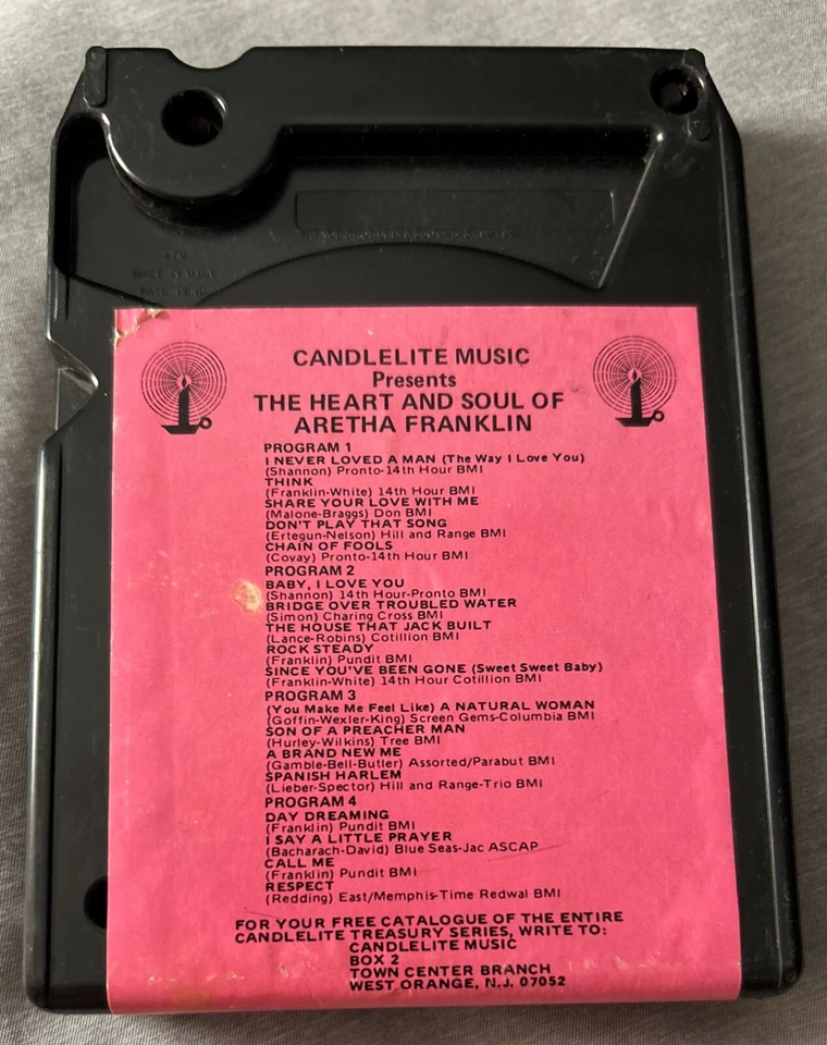 Aretha Franklin The Heart & Soul 1977 Candlelite Tested 8-Track NEW PRESSURE PAD - Image 2 of 4