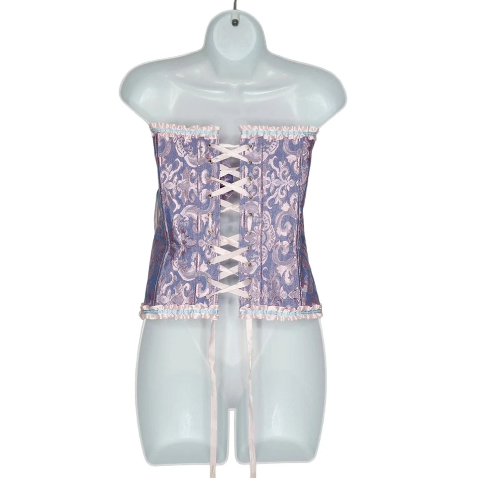 TopMellon Purple Pink Boned Lace Up Corset Bustier Strapless Costume Cosplay 4X - Image 3 of 4