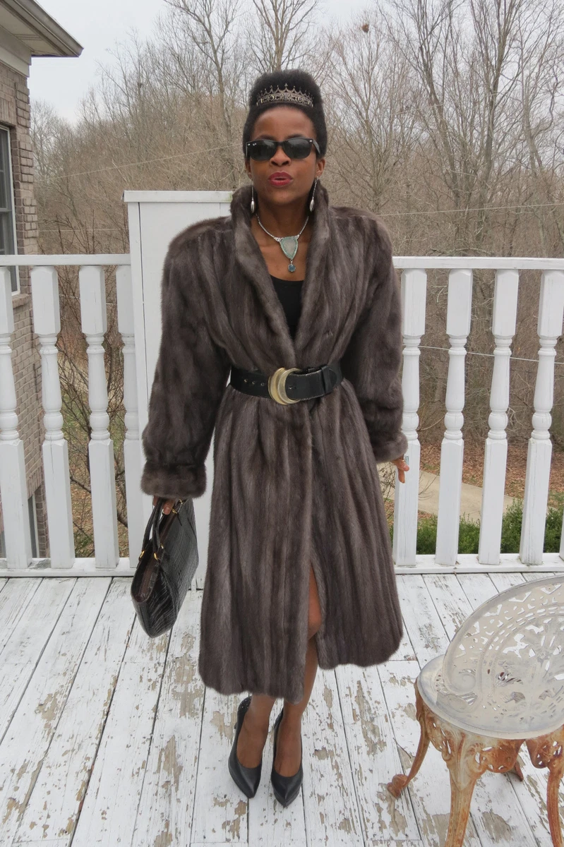 Blue iris mink jacket top