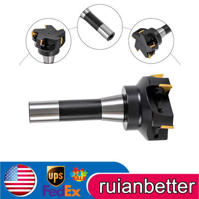 90 Indexable End Mill 3'' Cutting Depth R8 Shank End Mill 5 Flutes + Key