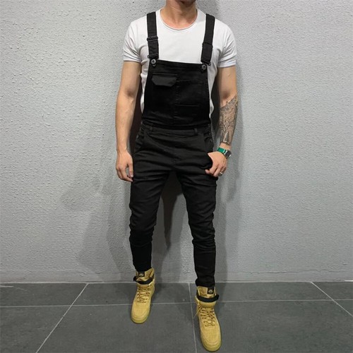 Men Suspender Denim Jeans Dungarees Overalls Romper Jumpsuit Bib Pants Trousers - Picture 18 of 27