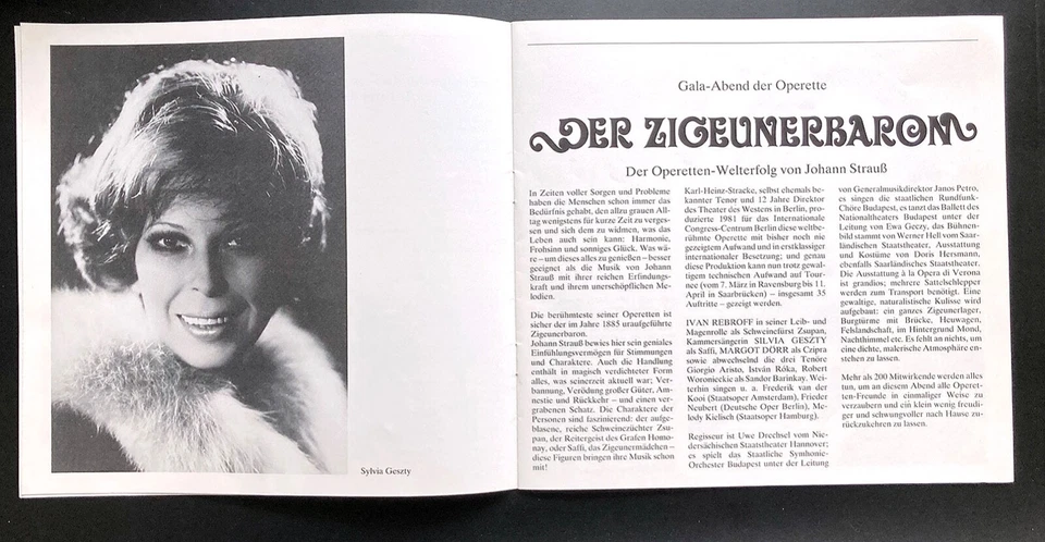 Programmheft Der Zigeunerbaron Tournee von 1983 mit Ivan Rebroff & Sylvia Geszty - Bild 3 von 4