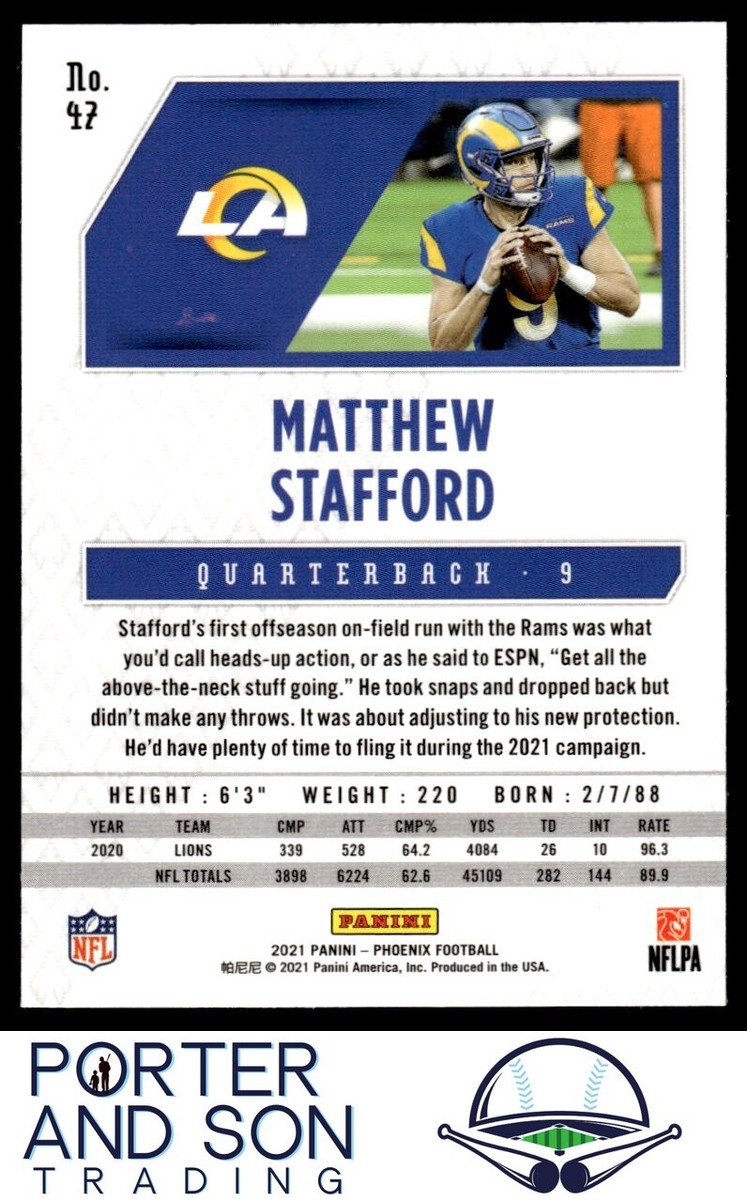 Stafford　SF-200 2021 Panini Phoenix - Matthew Stafford #47 for sale online