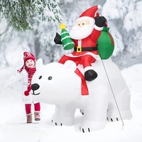 Weihnachtsmann Auf EisbäR Aufblasbar Weihnachtsfigur Weihnachtsdeko Mit Lichtern