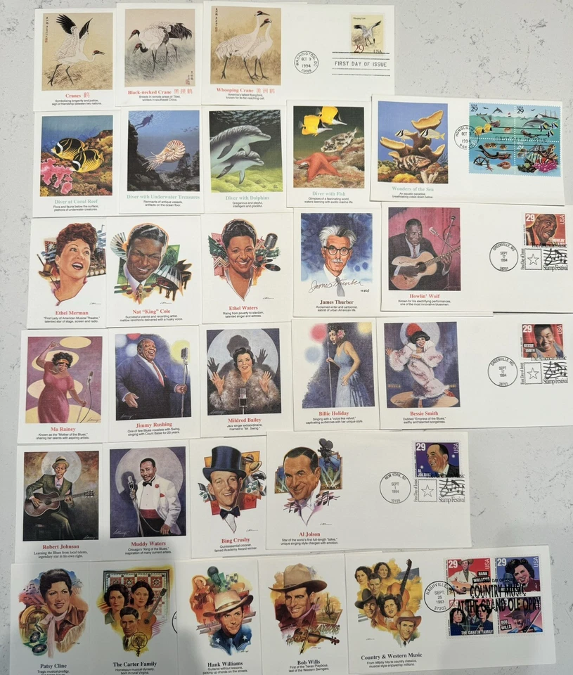 Lot Of 115 First Day Issue Stamps & Envelopes (1993-1994) Bonus 5 FDI Postcards - Image 3 of 4