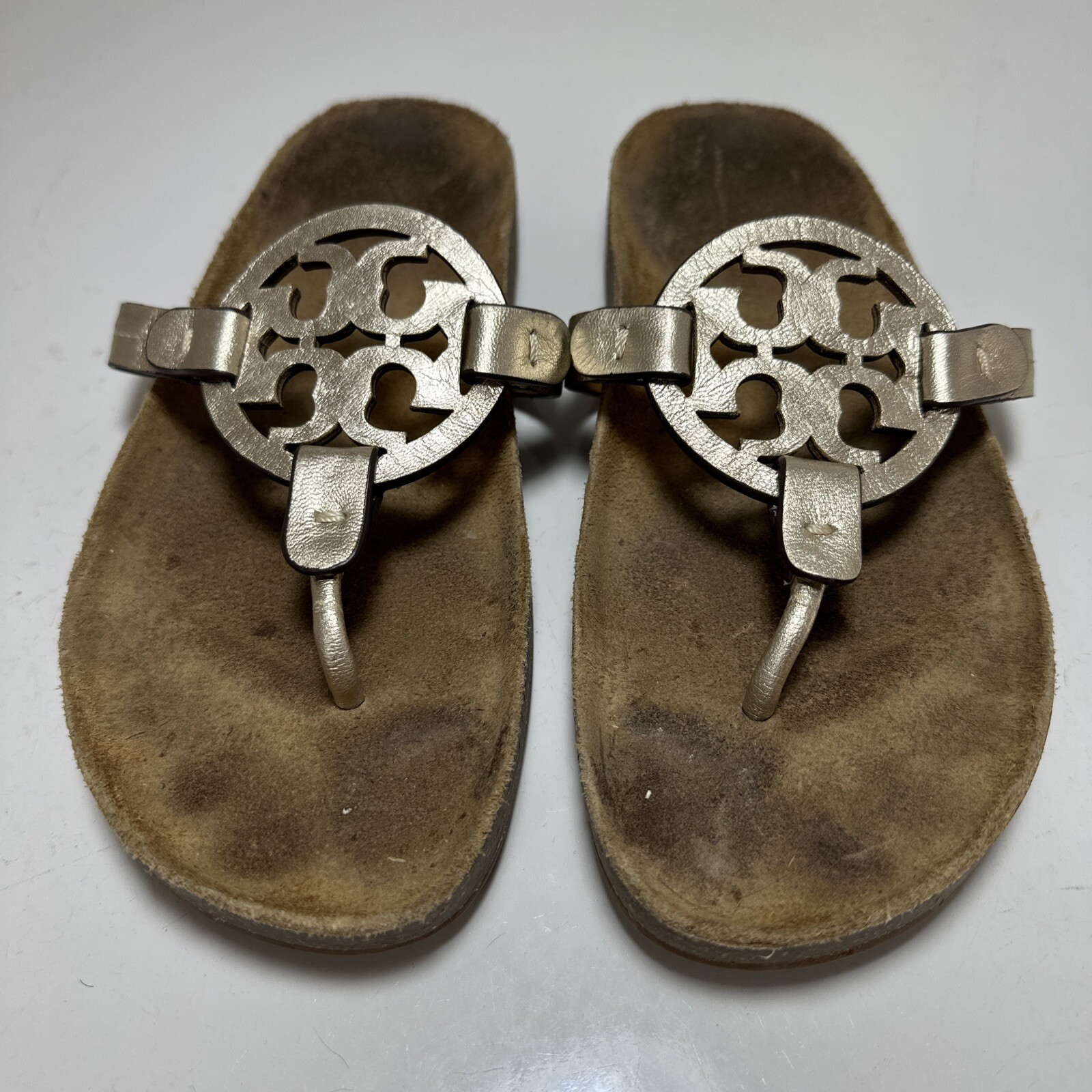 Tory Burch Miller Cloud Sandals Leather Spark Gold/ Natural Cork