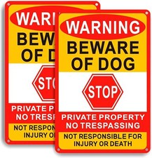 2-Pack Beware Of Dog Sign,8x12 Inches, Reflective Film, Anti-Rust Aluminum Metal