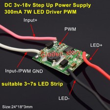 7W LED Driver 350mA PWM Light Dimmer DC-DC Step Up Module DC3V-18V 6V 12V 3S-7S