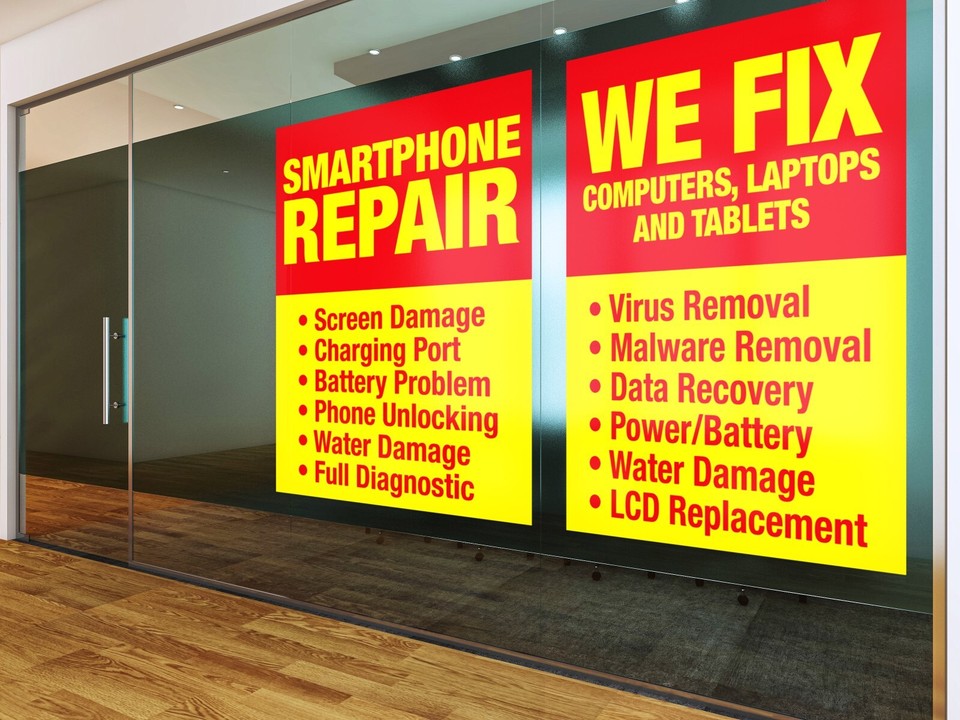 Cell Phone Computer Tablet Laptop REPAIR sign banner window decal wrap ...