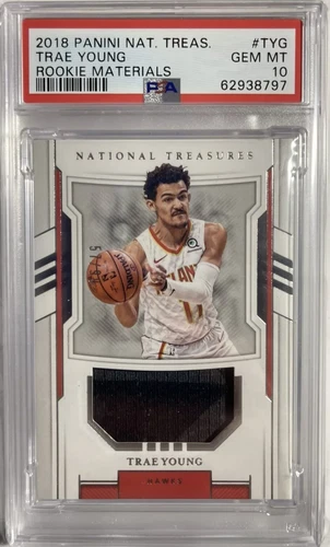 2018 Panini National Treasures Trae Young Rookie Materials RC /99 PSA 10! POP 4!