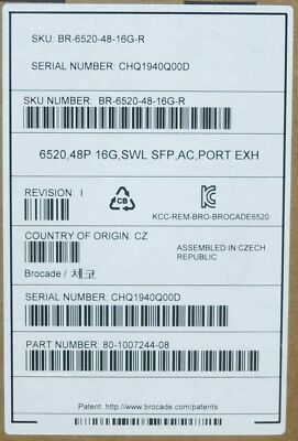New Brocade 6520 96-Port FC Switch 48x 16GB Active Port BR-6520-48