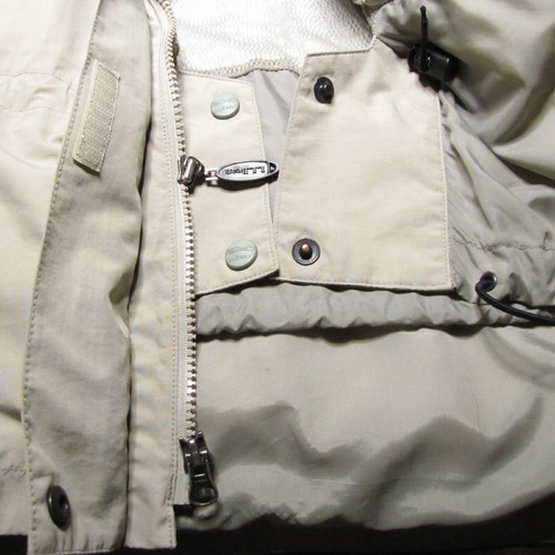 L.L. Bean Women's Outdoor Hooded Jacket Size Medium Beige Burgundy Coat - Picture 11 of 12