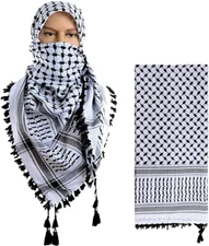 Keffiyeh Scarf  Style Shemagh Original, Arab Kufiya White New Black