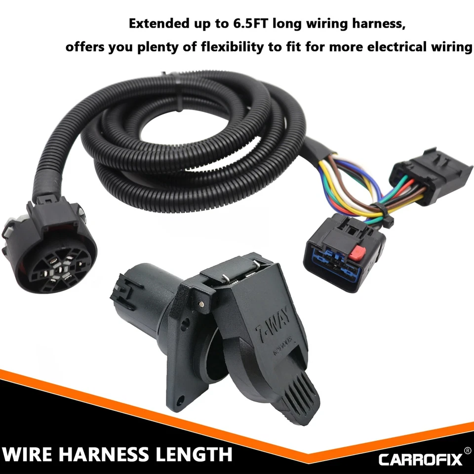 Truck Bed 7 Way Trailer Wiring Harness Custom Fit Towing Connector for Dodge RAM - Image 4 of 4