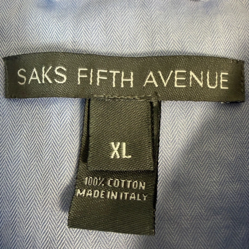 Saks Fifth Avenue XL Pajama Set Made in Italy 100% Cotton Blue Breathable - Image 3 of 4