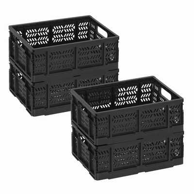 Senloglb 4-Pack Collapsible Storage Crate 20L Portability Foldable Crate for ...