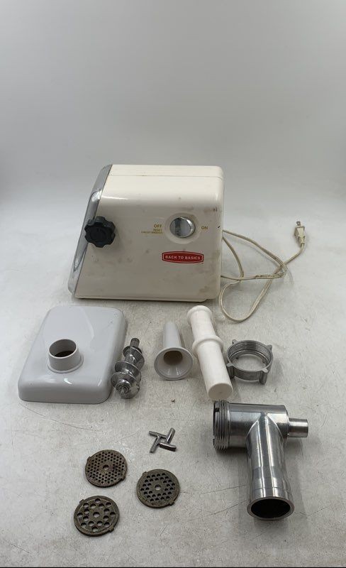 Back To Basics 4500 Electric Meat Grinder With Fine Cutting Disks & Attachments
