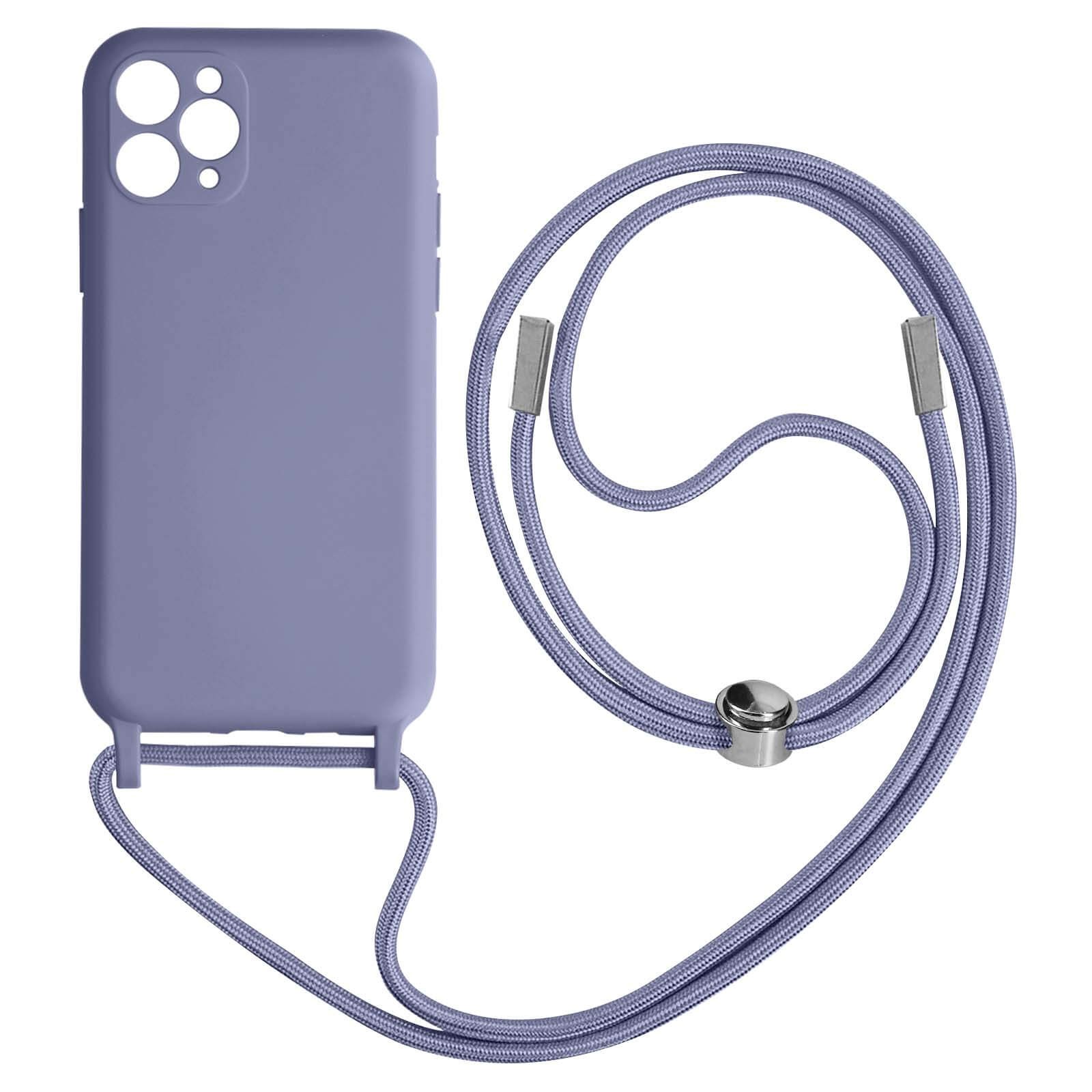 Coque iPhone 11 Pro Max bleu violet avec cordon collier en nylon ajustable