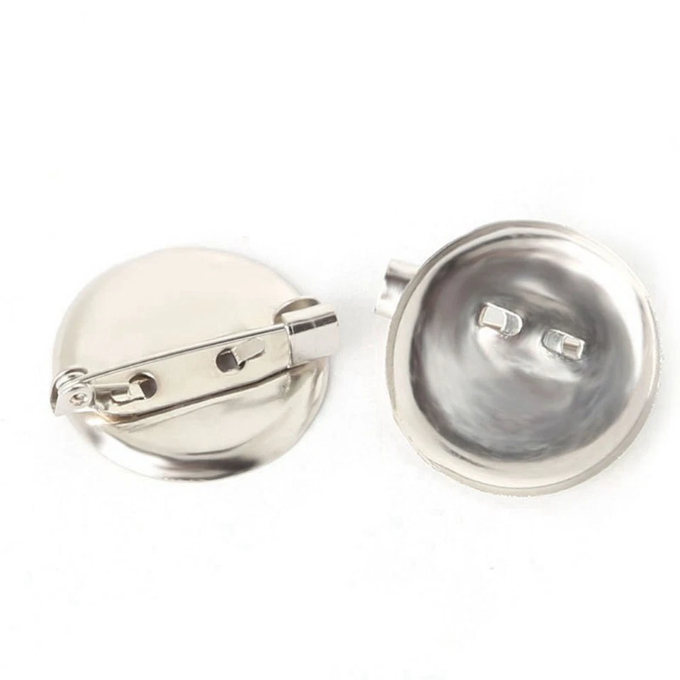 100Pcs Silver DIY Alloy Jewelry Brooch Base Round Stone Accessories - Image 3 of 4