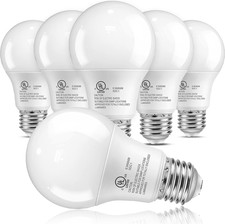 6 Pack A19 LED Light Bulbs, 60 Watt Equivalent, Soft Warm White 3000K, Energy Ef