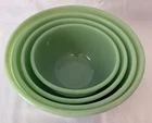 Vintage FIRE KING JADEITE 4 Pc Mixing Bowl Set Swirl Pattern Made in America