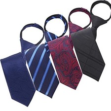 Pre-tied Adjustable Zipper Skinny necktie,2.35inch Clip on Slim Multicolor