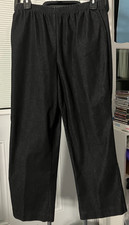 ALFRED DUNNER SIZE 12 BLACK WASH JEANS PANTS ELASTIC WAIST PULLON NV02