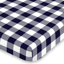 NoJo Super Soft Fitted Mini Crib Sheet - Navy and White
