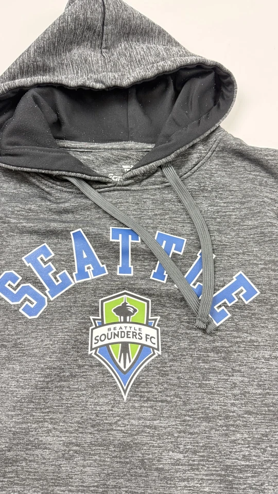 Seattle Sounders FC Sudadera con Capucha Para Hombres Gris Medio MLS Fútbol Fanáticos Sudadera Foto 3 de 4