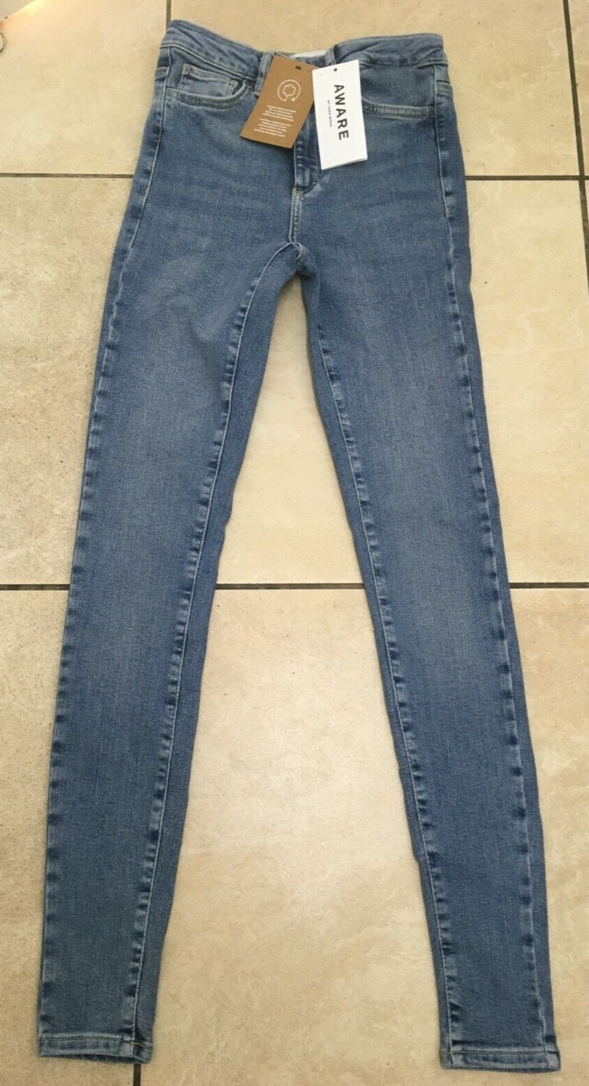 Vero Moda Aware Jeans Stretch High Waist Skinny Pockets XS BNWT RRP £58.95 Blue