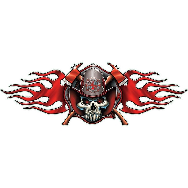 Aufkleber Totenkopf Feuerwehr 20 X 7 Cm Fire Department Skull Decal Sticker-image