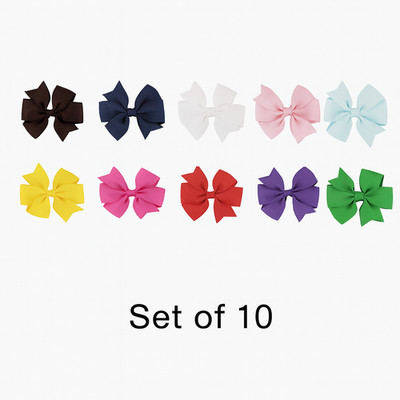 10 Mädchen Haarschleifen Clips Band Ripsband Krokodilklemme Haarschmuck Set UK